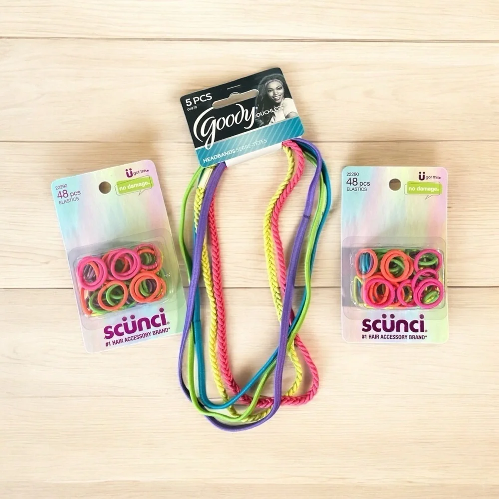 Goody Headbands & Scunci No-Damage Hair Elastics Bundle – NWT